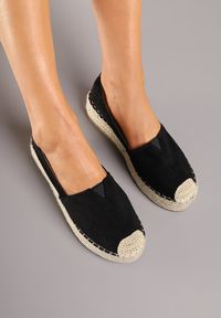 Renee - Czarne Wsuwane Espadryle na Grubej Podeszwie z Jutowej Plecionki Alarnia. Okazja: na co dzień. Zapięcie: bez zapięcia. Kolor: czarny. Materiał: len, jeans. Sezon: lato, wiosna. Styl: elegancki, casual #6