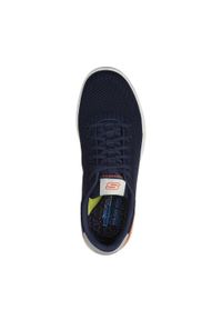 skechers - Adidasy Skechers Corliss - Dorset, Mężczyźni. Kolor: niebieski. Materiał: guma, syntetyk, tkanina, materiał. Sport: turystyka piesza