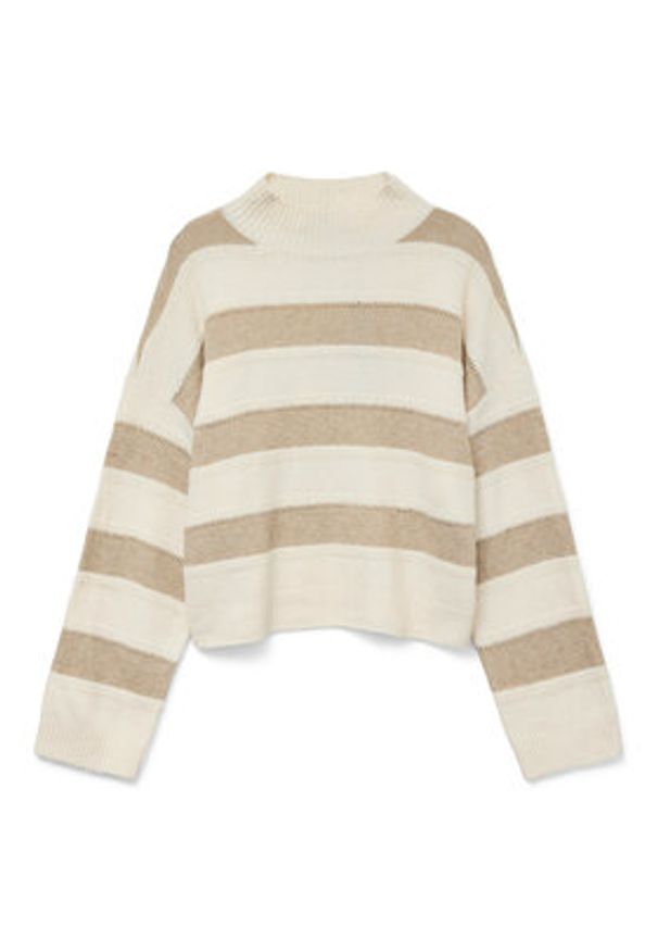 Vero Moda Sweter Inez 10331538 Beżowy Regular Fit. Kolor: beżowy. Materiał: syntetyk