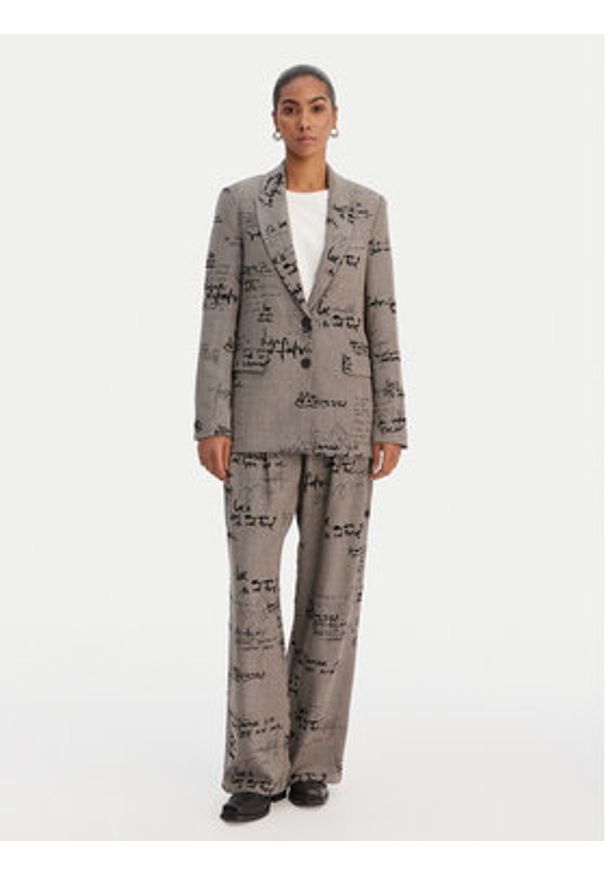 Desigual Marynarka 26SWEW03 Brązowy Regular Fit. Kolor: brązowy. Materiał: wiskoza, syntetyk