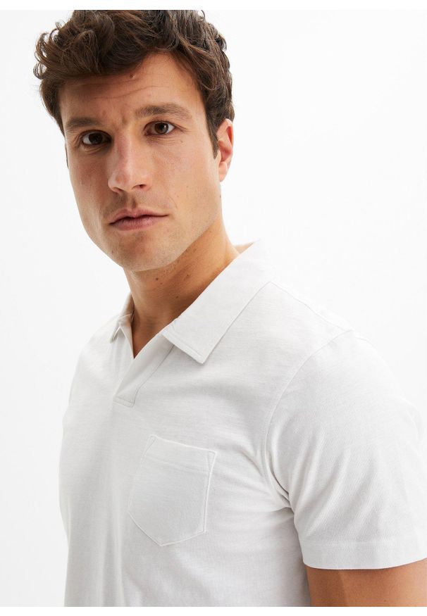 bonprix - Shirt polo, krótki rękaw. Typ kołnierza: polo. Kolor: biały. Długość rękawa: krótki rękaw. Długość: krótkie. Sezon: lato