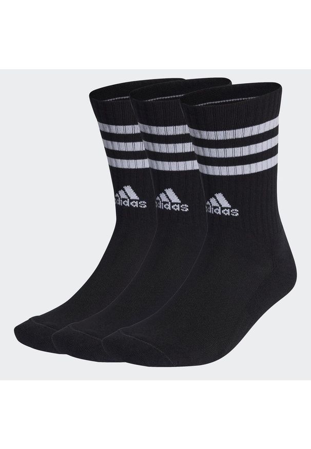 Adidas - 3-Stripes Cushioned Crew Socks 3 Pairs. Kolor: czarny, biały, wielokolorowy. Materiał: materiał. Sport: turystyka piesza, bieganie
