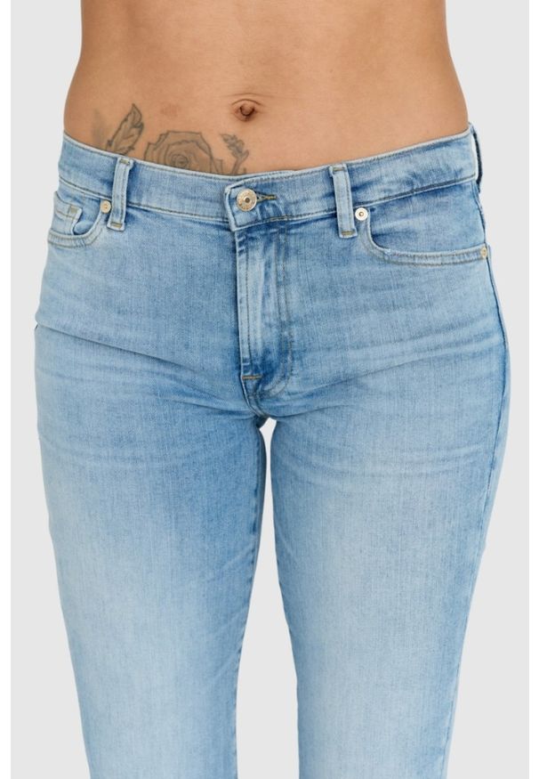 7 FOR ALL MANKIND Jasnoniebieskie jeansy damskie z wysokim stanem HW SKINNY SLIM ILLUSION, Rozmiar 29. Stan: podwyższony. Kolor: niebieski