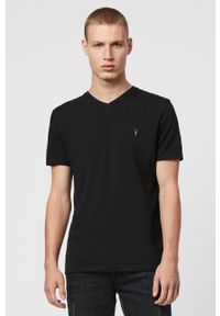 AllSaints - T-shirt Tonic V-neck. Okazja: na co dzień. Kolor: czarny. Wzór: aplikacja. Styl: casual