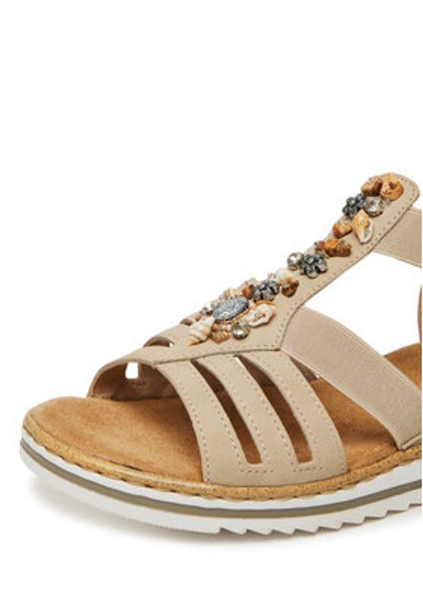 Rieker Sandały V0649-62 Beżowy. Kolor: beżowy. Materiał: syntetyk