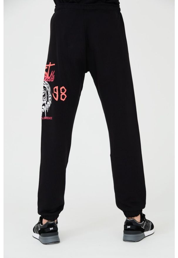 Just Cavalli - JUST CAVALLI Czarne męskie spodnie z nadrukiem R 1998 Dripp, Rozmiar M. Kolor: czarny. Wzór: nadruk