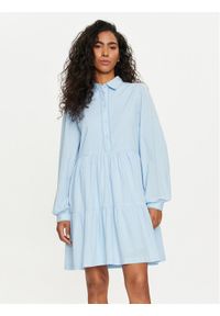 YAS Sukienka koszulowa Tia 26032815 Niebieski Regular Fit. Kolor: niebieski. Materiał: bawełna. Typ sukienki: koszulowe