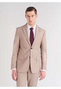 Pako Lorente - PAKO LORENTE – Beżowa wełniana marynarka męska. Okazja: na wesele, na komunię, na ślub cywilny. Kolor: beżowy. Materiał: wełna. Styl: boho