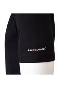 Bawełniana, Męska Koszulka (T-Shirt) - Pako Jeans - Czarna, Pomarańczowy Print. Okazja: na co dzień. Kolor: czarny, wielokolorowy, pomarańczowy. Materiał: bawełna. Wzór: nadruk. Styl: casual #5