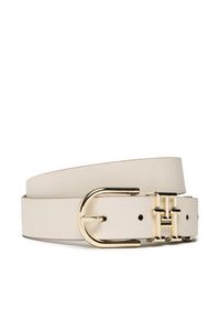 TOMMY HILFIGER - Tommy Hilfiger Pasek Damski Th Lux 3.0 Rev AW0AW14246 Beżowy. Kolor: beżowy. Materiał: skóra #3