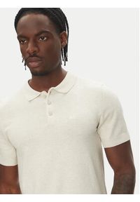 Lindbergh Polo 30-800159 Beżowy Slim Fit. Typ kołnierza: polo. Kolor: beżowy. Materiał: wiskoza