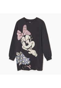 Cropp - Dresowa sukienka Minnie Mouse - Szary. Kolor: szary. Materiał: dresówka. Wzór: motyw z bajki