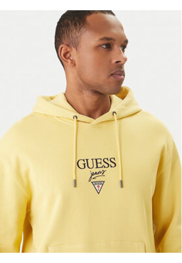 Guess Jeans Bluza M6RQ26 KCPR1 Żółty Regular Fit. Kolor: żółty. Materiał: bawełna