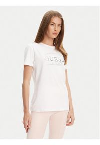 Guess T-Shirt V5YI12 J1314 Biały Regular Fit. Kolor: biały. Materiał: bawełna