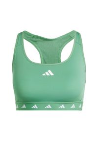 Adidas - Powerreact Training Medium-Support Techfit Bra. Kolor: zielony. Materiał: materiał. Technologia: Techfit (Adidas)