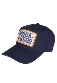 DSQUARED2 - Granatowa czapka z haftowanym logo. Kolor: niebieski. Materiał: bawełna. Wzór: haft