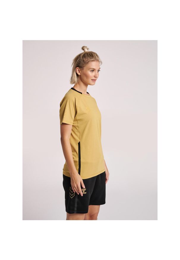 Koszulka damska Hummel hmlCIMA. Kolor: beżowy, wielokolorowy, żółty. Materiał: materiał. Wzór: nadruk. Sport: fitness, piłka nożna