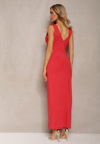 Renee - Czerwona Kopertowa Sukienka w Koktajlowym Stylu z MarszczeniemKalkisa. Okazja: na imprezę. Kolor: czerwony. Typ sukienki: kopertowe. Styl: wizytowy #5