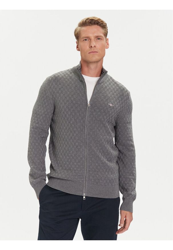 GANT - Gant Kardigan 8030263 Szary Regular Fit. Kolor: szary. Materiał: bawełna