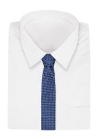 Niebiesko-Granatowy Elegancki Krawat -Angelo di Monti- 6 cm, Męski, w Kratkę. Kolor: niebieski. Wzór: kratka. Styl: elegancki #2