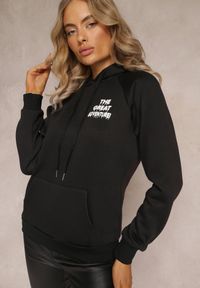 Renee - Czarna Wsuwana Bluza z Kapturem Sivame. Typ kołnierza: kaptur. Kolor: czarny. Materiał: polar. Wzór: nadruk