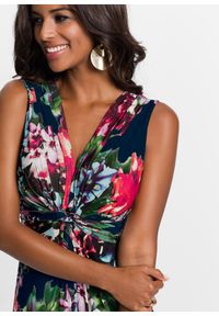 bonprix - Długa sukienka letnia. Kolor: niebieski. Wzór: nadruk, aplikacja, kwiaty. Sezon: lato. Długość: maxi #3