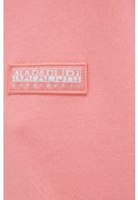 Napapijri bluza bawełniana damska kolor różowy z kapturem gładka. Typ kołnierza: kaptur. Kolor: różowy. Materiał: bawełna. Długość rękawa: długi rękaw. Długość: długie. Wzór: gładki #3