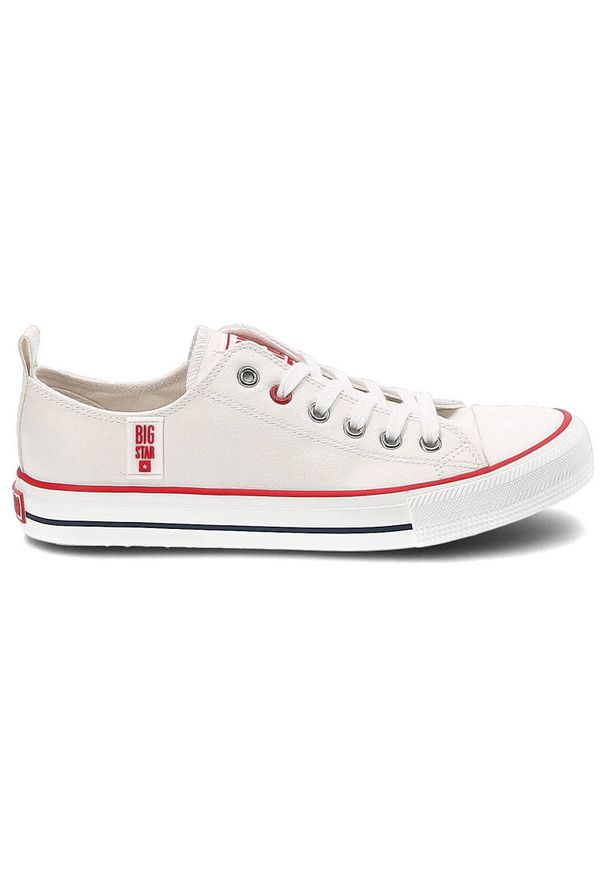 Big-Star - Białe Trampki Big Star Modne Buty Damskie Półbuty. Kolor: biały. Materiał: skóra ekologiczna, guma, materiał. Szerokość cholewki: normalna. Styl: sportowy