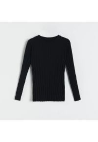 Reserved - Prążkowany sweter - Czarny. Kolor: czarny. Materiał: prążkowany #1