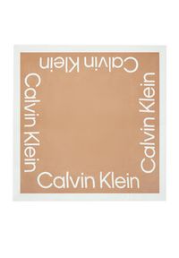 Calvin Klein Chusta Contrast Logo Jacquard Scarf K60K611739 Brązowy. Kolor: brązowy. Materiał: materiał