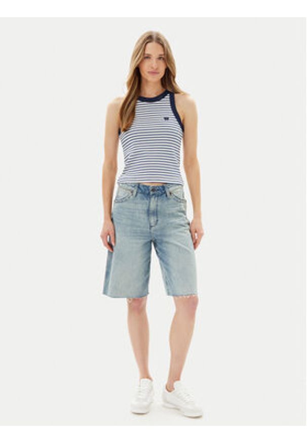 Wrangler Szorty jeansowe Jort 112362710 Niebieski Relaxed Fit. Kolor: niebieski. Materiał: bawełna