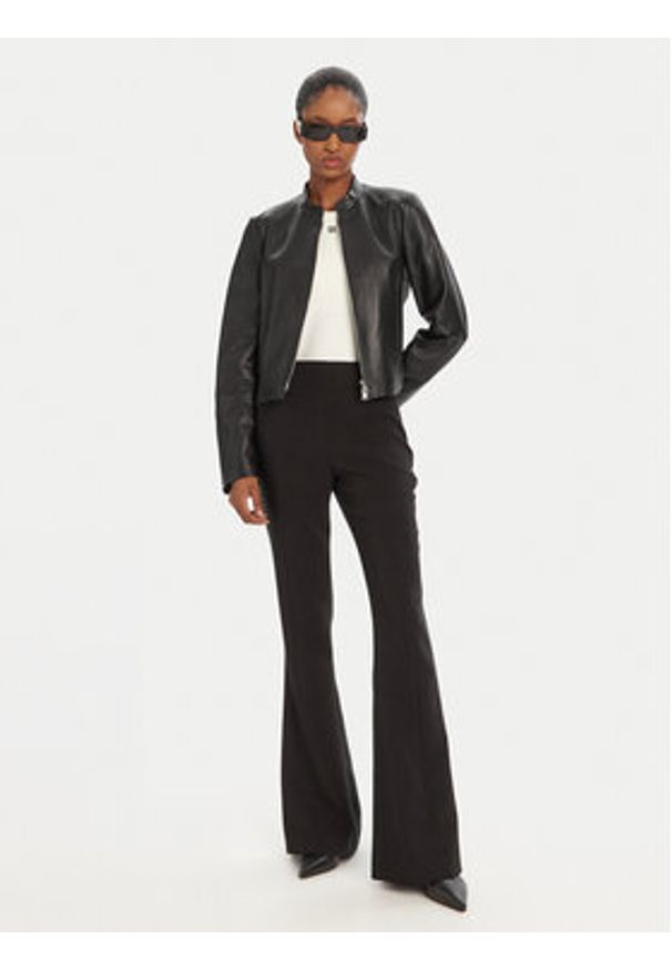 Hugo - HUGO Kurtka skórzana Lasari 50541262 Czarny Regular Fit. Kolor: czarny. Materiał: skóra