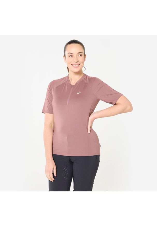 ROCKRIDER - Koszulka rowerowa MTB damska Rockrider cargo. Kolor: wielokolorowy, fioletowy, różowy, beżowy. Materiał: poliester, materiał, elastan. Długość: krótkie. Sport: kolarstwo