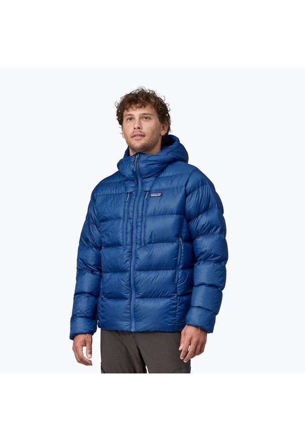 Kurtka puchowa męska Patagonia Fitz Roy Down Hoody. Kolor: niebieski. Materiał: puch. Sport: turystyka piesza