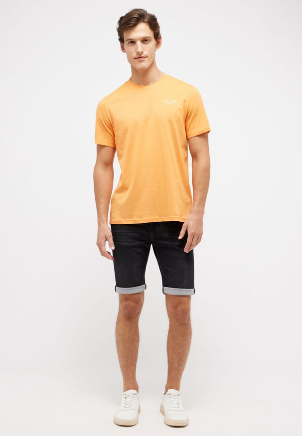 Mustang - MUSTANG AUSTIN MĘSKI T-SHIRT KOSZULKA LOGO TANGERINE 1014950 7036