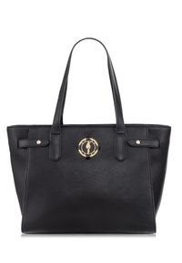 Ochnik - Czarna torebka damska z logo. Kolor: czarny. Materiał: skórzane. Styl: casual, elegancki. Rodzaj torebki: na ramię #1