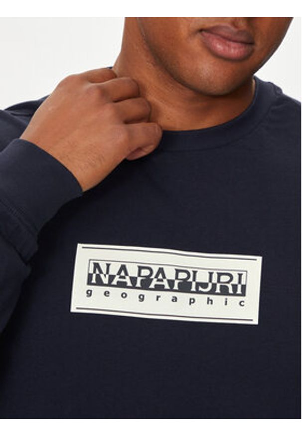 Napapijri Longsleeve S-Box Logo NP0A4I3M Granatowy Regular Fit. Kolor: niebieski. Materiał: bawełna. Długość rękawa: długi rękaw