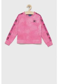Champion Bluza dziecięca kolor różowy z nadrukiem. Okazja: na co dzień. Kolor: różowy. Materiał: dzianina. Wzór: nadruk. Styl: casual