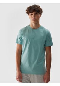 4f - 4F T-shirt regular z nadrukiem męski - turkusowy 3XL. Okazja: na co dzień. Kolor: turkusowy. Materiał: bawełna, jersey, dzianina. Długość rękawa: krótki rękaw. Długość: krótkie. Wzór: nadruk. Styl: sportowy, casual