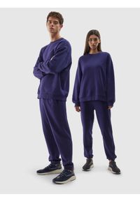 4f - 4F Bluza dresowa nierozpinana bez kaptura uniseks - granatowa XL. Okazja: na co dzień. Typ kołnierza: bez kaptura. Kolor: niebieski. Materiał: dresówka. Wzór: gładki, ze splotem. Styl: sportowy, klasyczny, casual