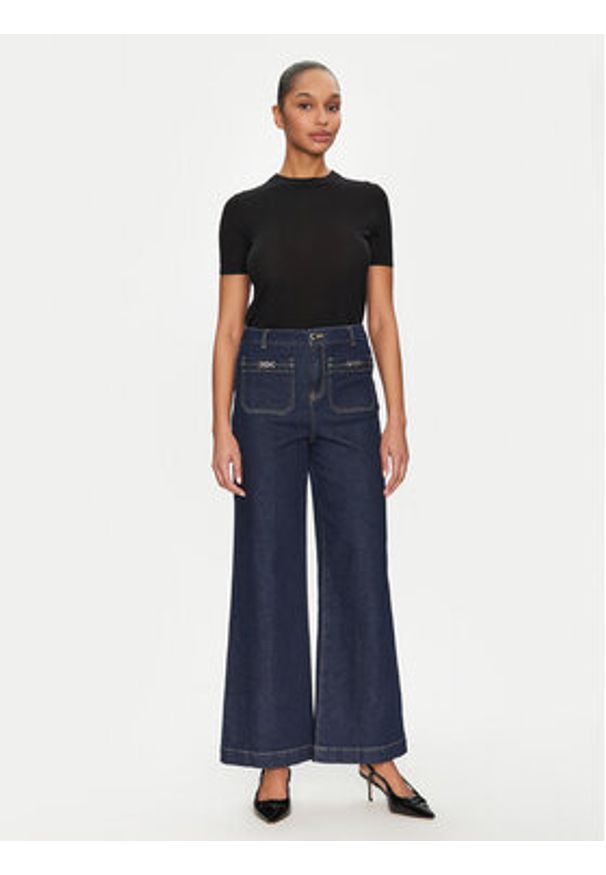 Morgan Jeansy 251-PSOFT Granatowy Wide Leg. Kolor: niebieski