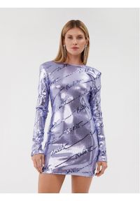 ROTATE Sukienka koktajlowa Sequin Mini 1114502846 Fioletowy Fitted Fit. Kolor: fioletowy. Materiał: syntetyk. Styl: wizytowy. Długość: mini