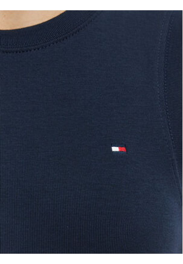 TOMMY HILFIGER - Tommy Hilfiger Top WW0WW47806 Granatowy Slim Fit. Kolor: niebieski. Materiał: bawełna