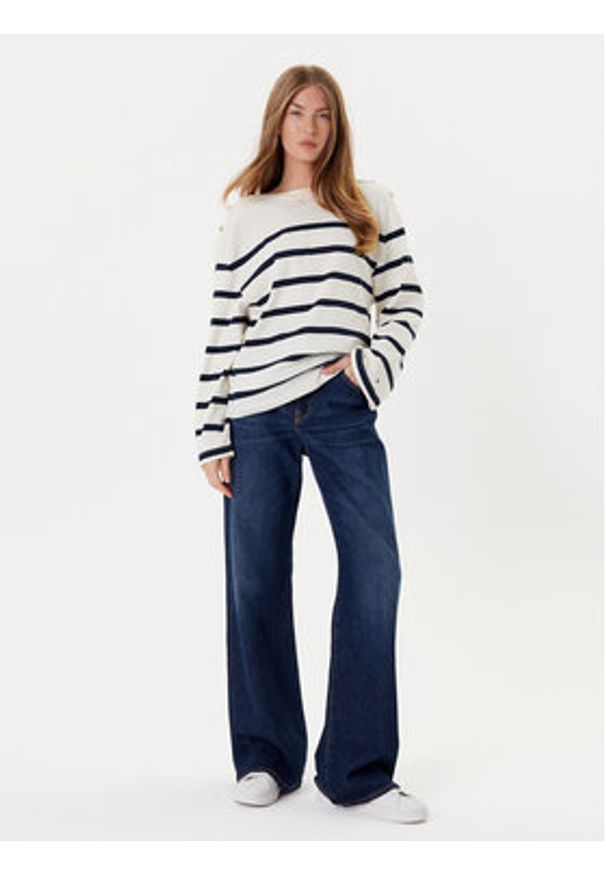 TOMMY HILFIGER - Tommy Hilfiger Bluzka Gold Button WW0WW45760 Écru Relaxed Fit. Materiał: bawełna