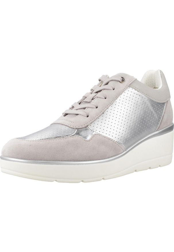 Geox - Kapcie GEOX D ILDE A Szary. Kolor: szary. Materiał: tkanina, skóra. Styl: sportowy