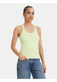 Tommy Jeans Top Racerback DW0DW22264 Zielony jasny Slim Fit. Kolor: zielony. Materiał: bawełna #1