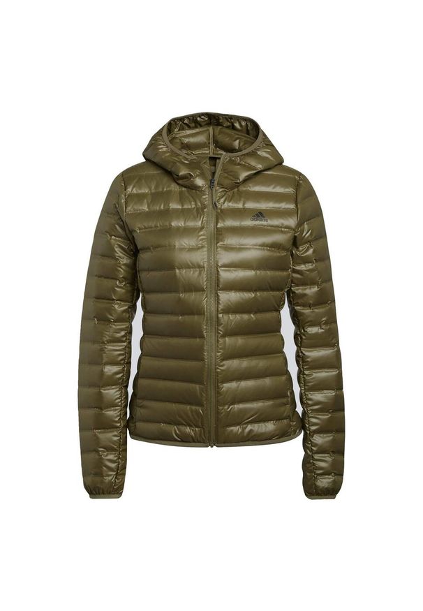 Adidas - Kurtka adidas Varilite, Kobiety. Kolor: zielony. Materiał: poliester, materiał, puch
