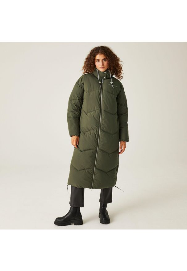 Milhaud CLR Regatta damski turystyczny płaszcz ocieplny długi. Kolor: zielony. Długość: długie. Sport: turystyka piesza