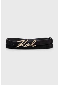 Karl Lagerfeld - KARL LAGERFELD Czarny damski pasek skórzany K/signature, Rozmiar 85. Kolor: czarny. Materiał: skóra