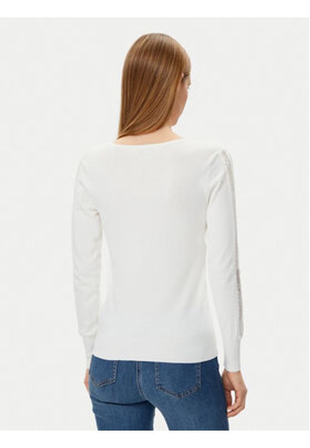 Morgan Sweter 251-MIELO Biały Slim Fit. Kolor: biały. Materiał: wiskoza